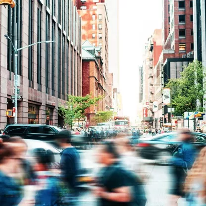people rushing in the busy city